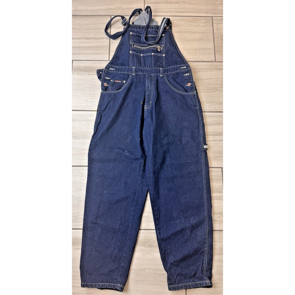 Y2K Impaq Bib Overalls Denim Jeans Vintage Baggy Hip-Hop Skater Rave Size XL 90s